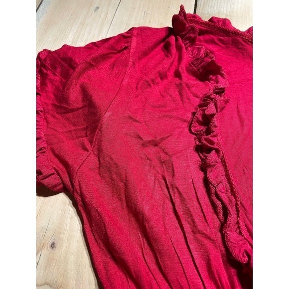 Women's Voll Red Ruffle short sleeve dress. Size Small - Picture 3 of 6